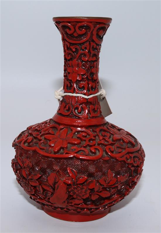 Chinese lacquer vase(-)